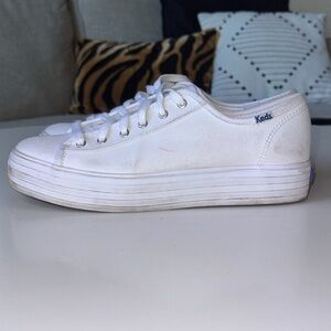Keds Off-White Canvas Lace-Up Sneakers